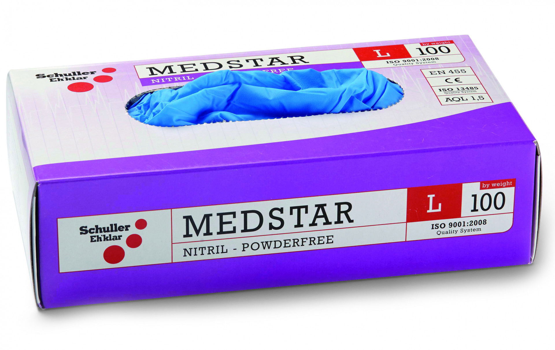 Schuller MEDSTAR NITRIL PF egyszerhasználatos nitril kesztyű, púdermentes, kék, 100 db/csomag termék fő termékképe