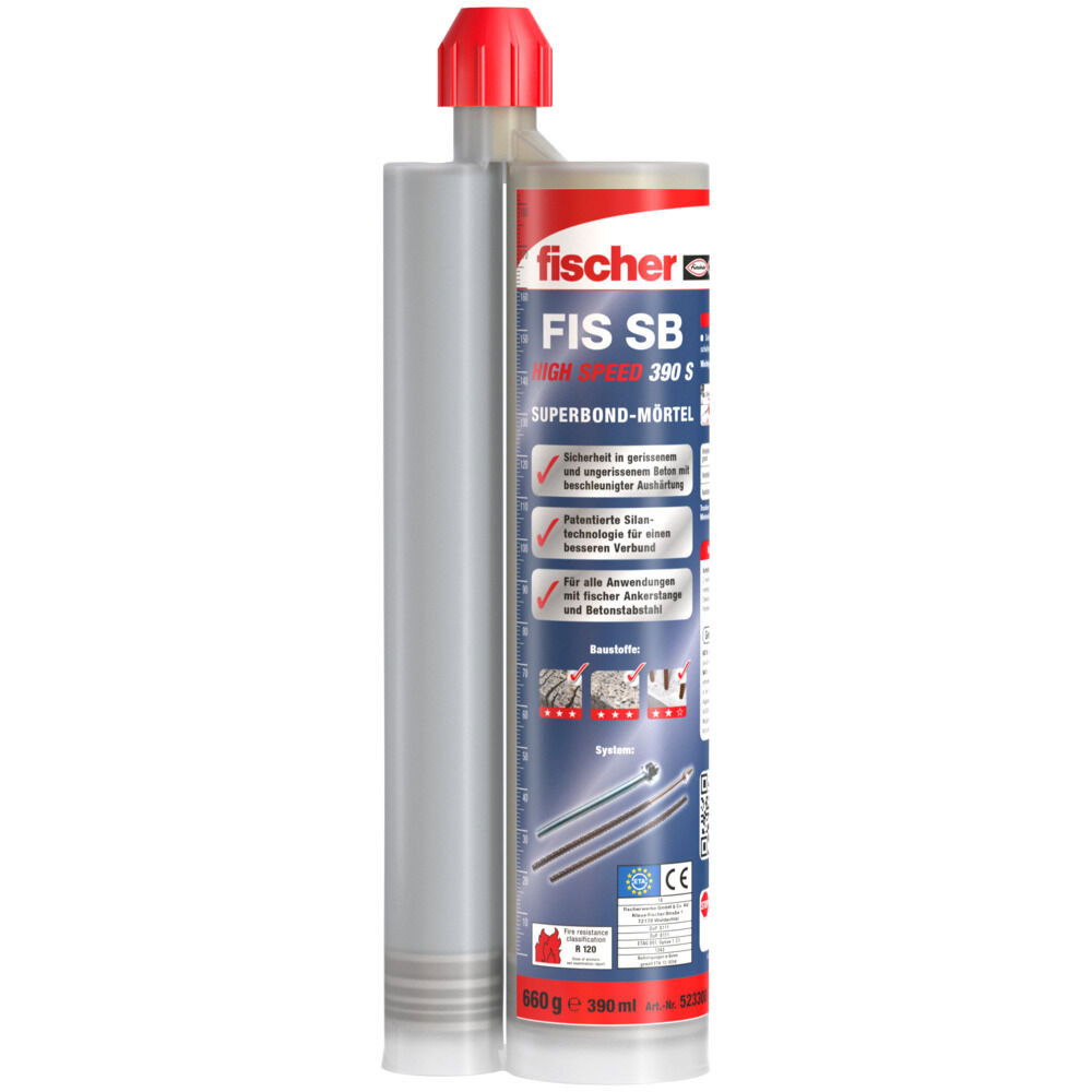 Fischer FIS SB HIGH SPEED 390 S injektáló ragasztó (H, D, HR), 390 ml + 2 db FIS MR Plus keverőszár termék fő termékképe